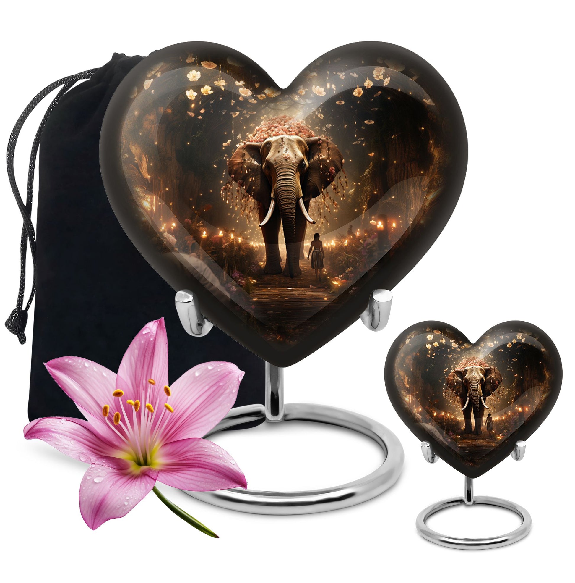 Heart Shape Elephant Urn Large Urn With 1 Keepsake Urn