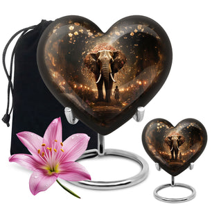 Heart Shape Elephant Urn Large Urn With 1 Keepsake Urn