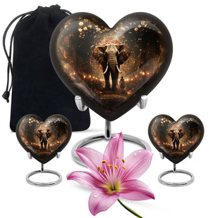 Heart Shape Elephant Urn Large Urn With 2 Keepsake Urn