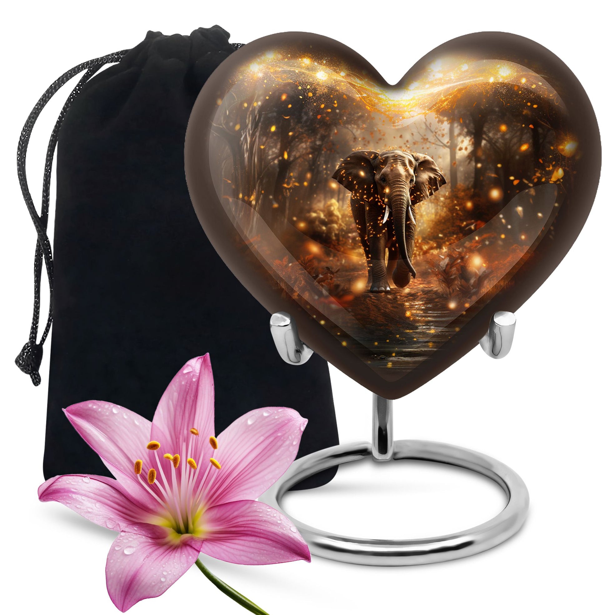 Heart Shape Elephant Urn Large 10 Inch