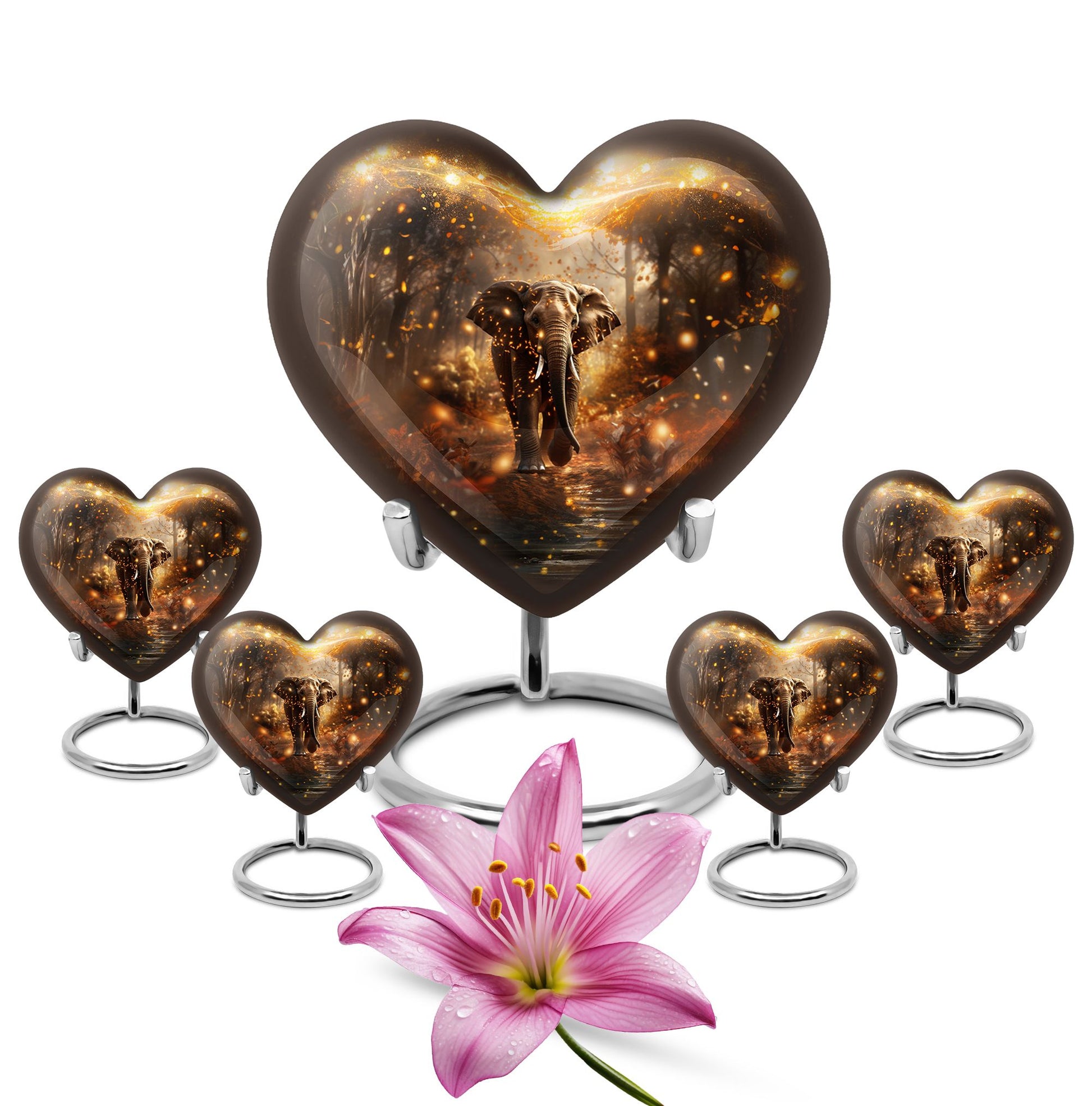 Heart Shape Elephant Urn Large Urn With 4 Keepsake Urn