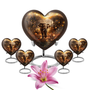 Heart Shape Elephant Urn Large Urn With 4 Keepsake Urn