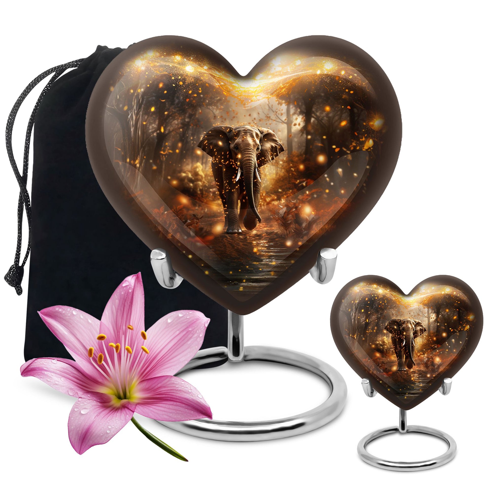 Heart Shape Elephant Urn Large Urn With 1 Keepsake Urn