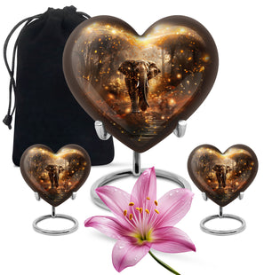 Heart Shape Elephant Urn Large Urn With 2 Keepsake Urn