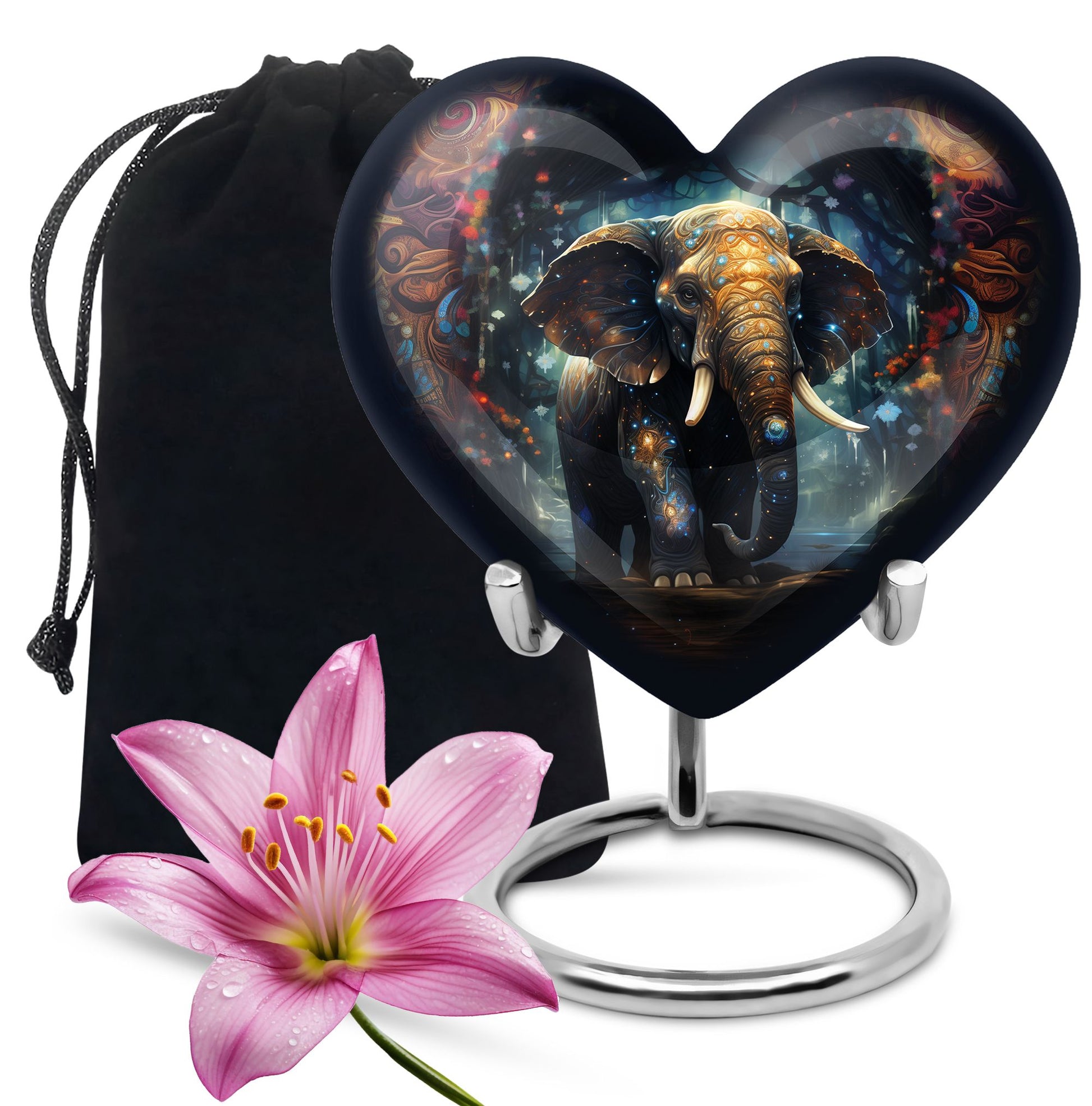 Heart Shape Elephant Urn Large 10 Inch