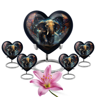 Heart Shape Elephant Urn Large Urn With 4 Keepsake Urn