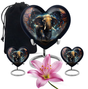 Heart Shape Elephant Urn Large Urn With 2 Keepsake Urn