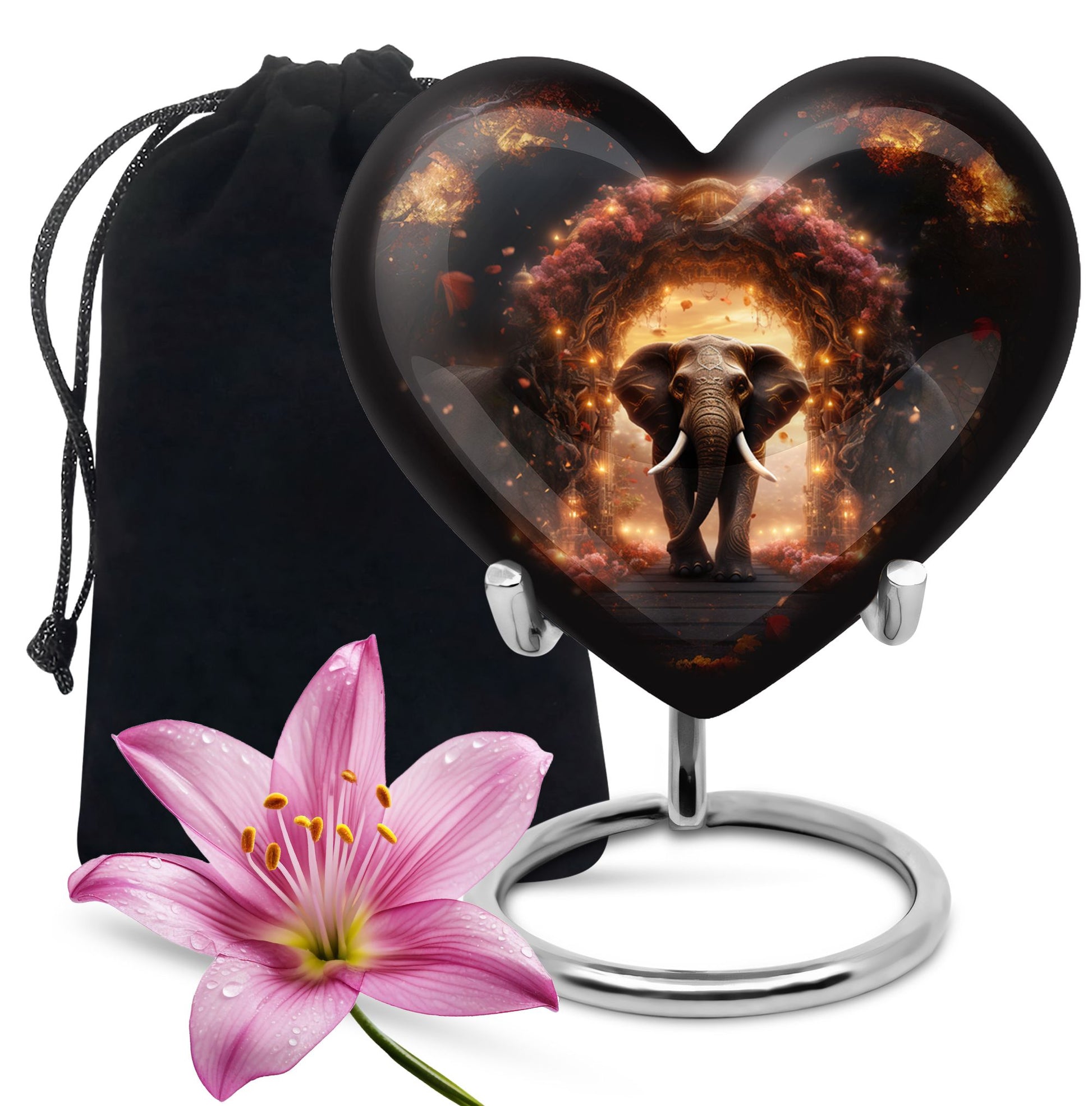 Heart Shape Elephant Urn Large 10 Inch
