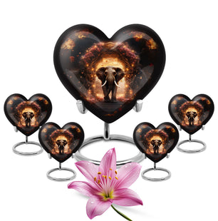 Heart Shape Elephant Urn Large Urn With 4 Keepsake Urn