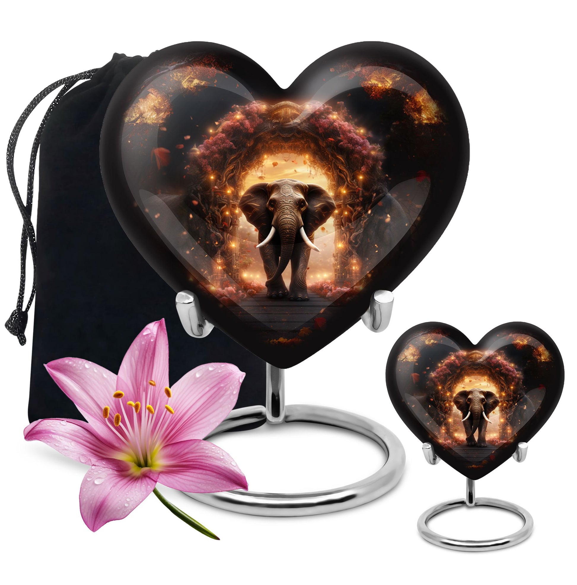 Heart Shape Elephant Urn Large Urn With 1 Keepsake Urn