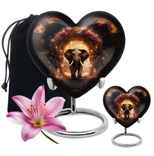 Heart Shape Elephant Urn Large Urn With 1 Keepsake Urn