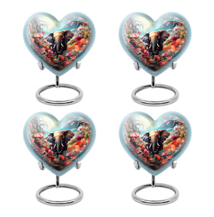 Heart Shape Elephant Urn Keepsake Urn Pack of 4
