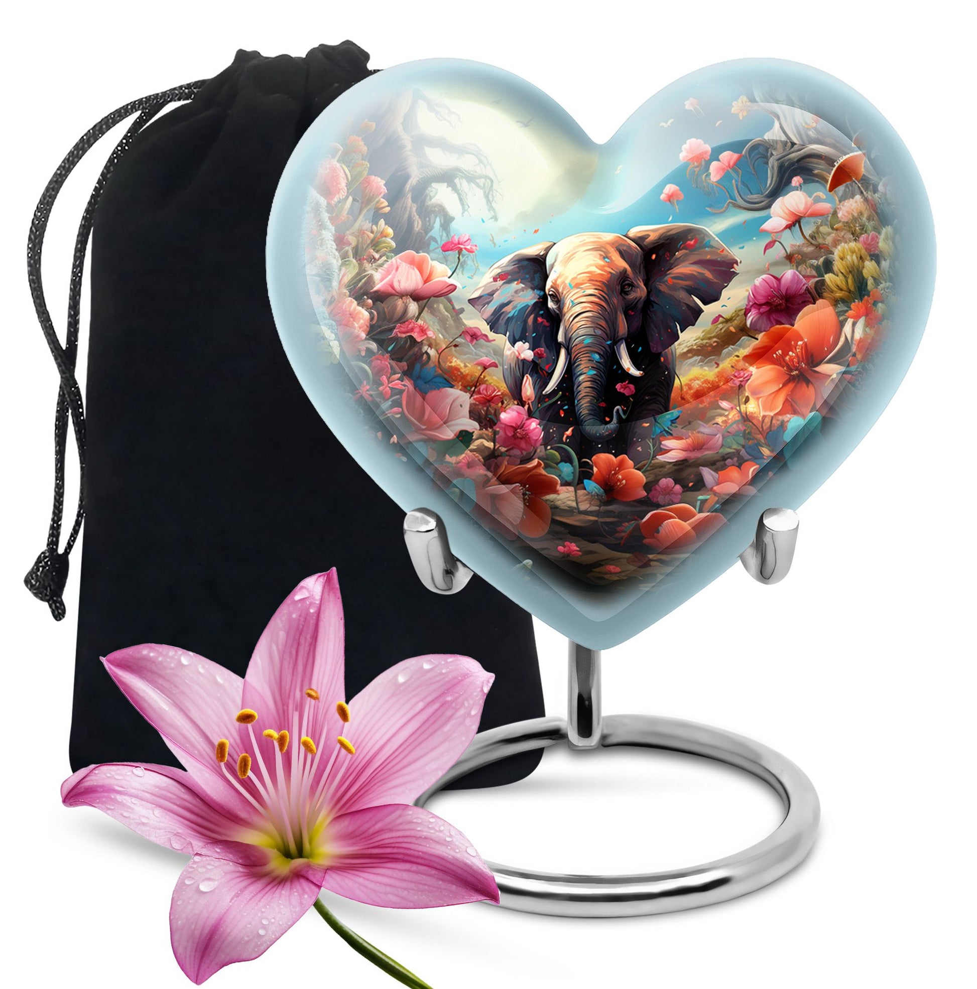 Heart Shape Elephant Urn Large 10 Inch