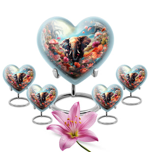 Heart Shape Elephant Urn Large Urn With 4 Keepsake Urn