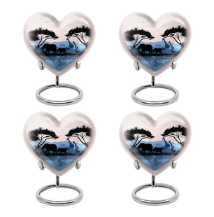 Heart Shape Elephant Urn Keepsake Urn Pack of 4