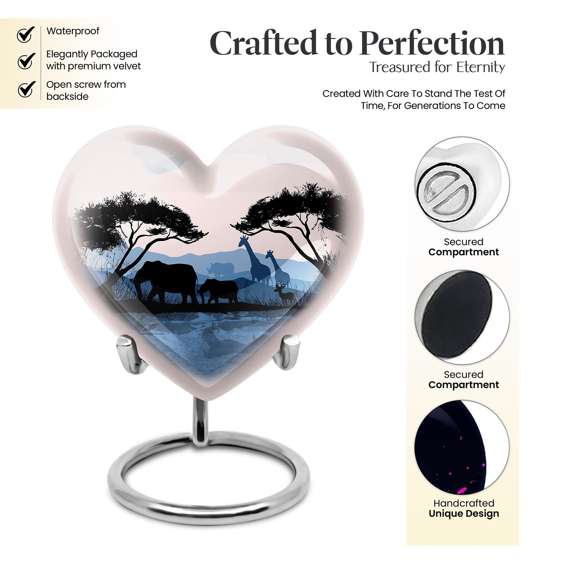 Heart Shape Elephant Urn Keepsake 3 Inch
