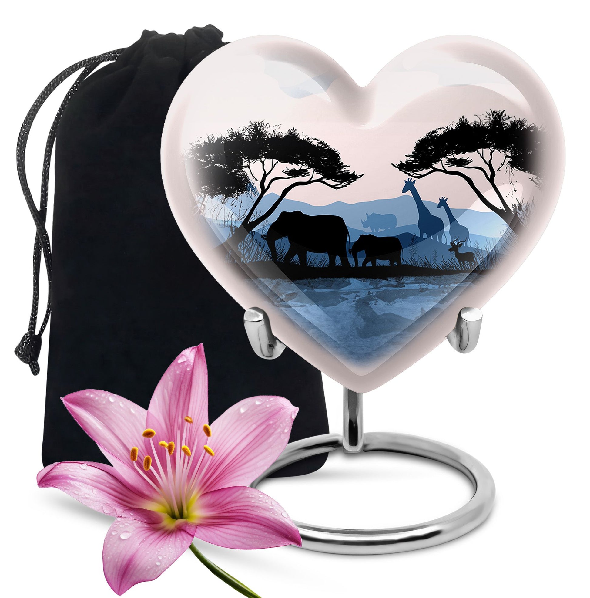 Heart Shape Elephant Urn Large 10 Inch