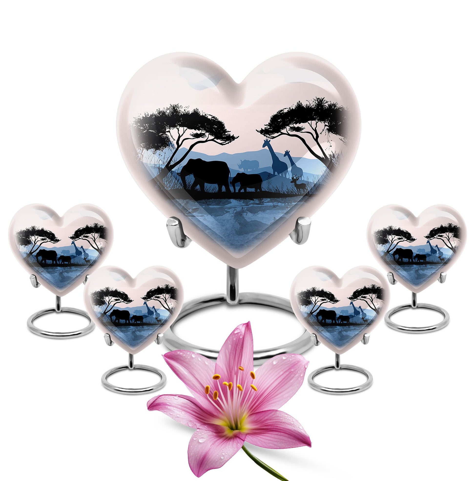 Heart Shape Elephant Urn Large Urn With 4 Keepsake Urn