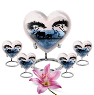 Heart Shape Elephant Urn Large Urn With 4 Keepsake Urn