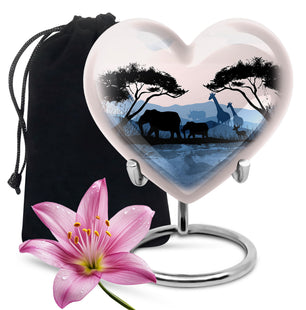 Heart Shape Elephant Urn Large 10 Inch