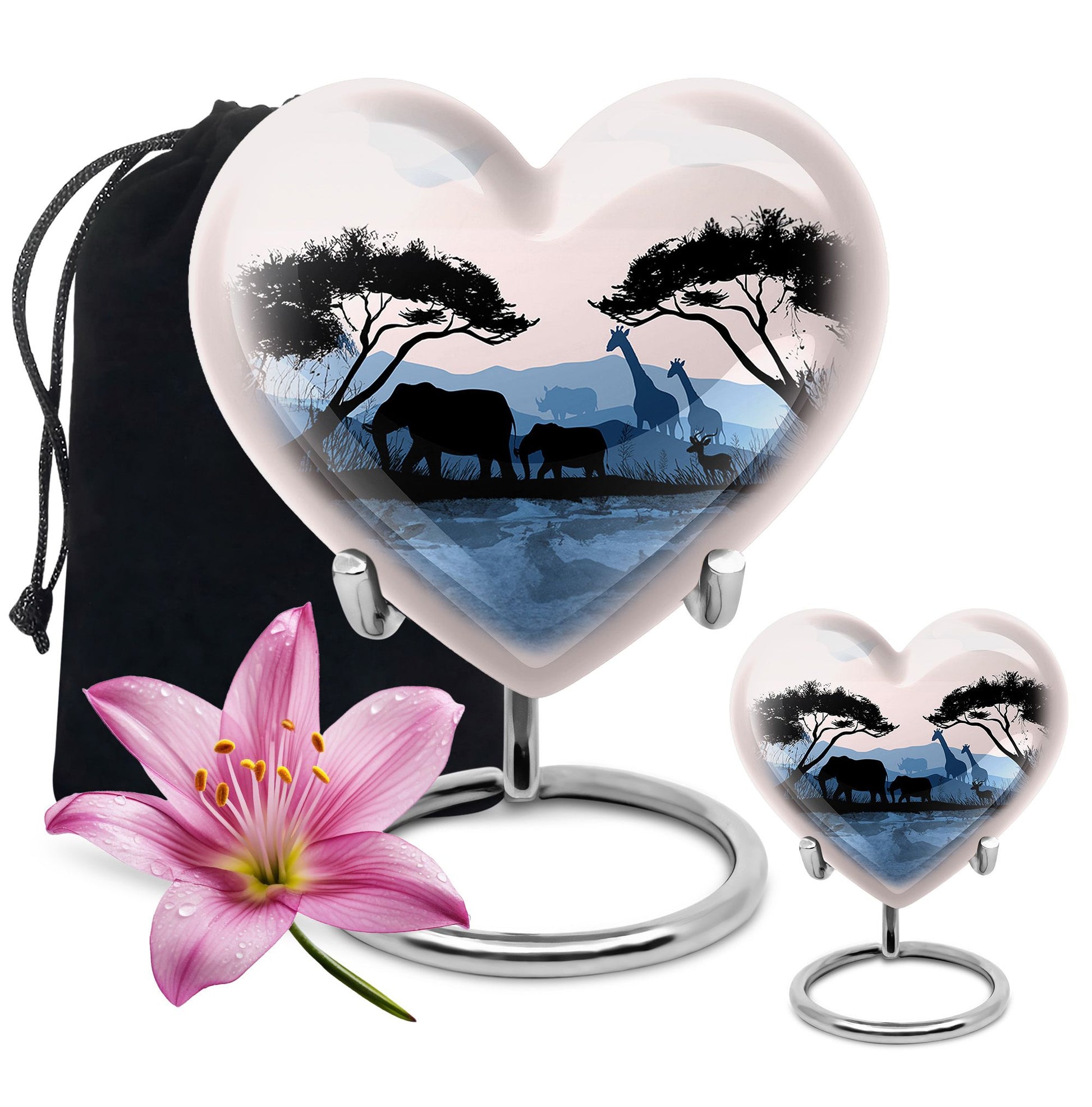 Heart Shape Elephant Urn Large Urn With 1 Keepsake Urn
