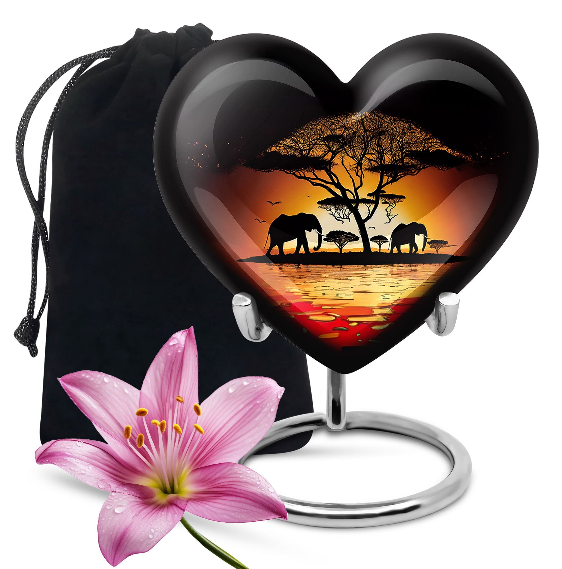Heart Shape Elephant Urn Large 10 Inch