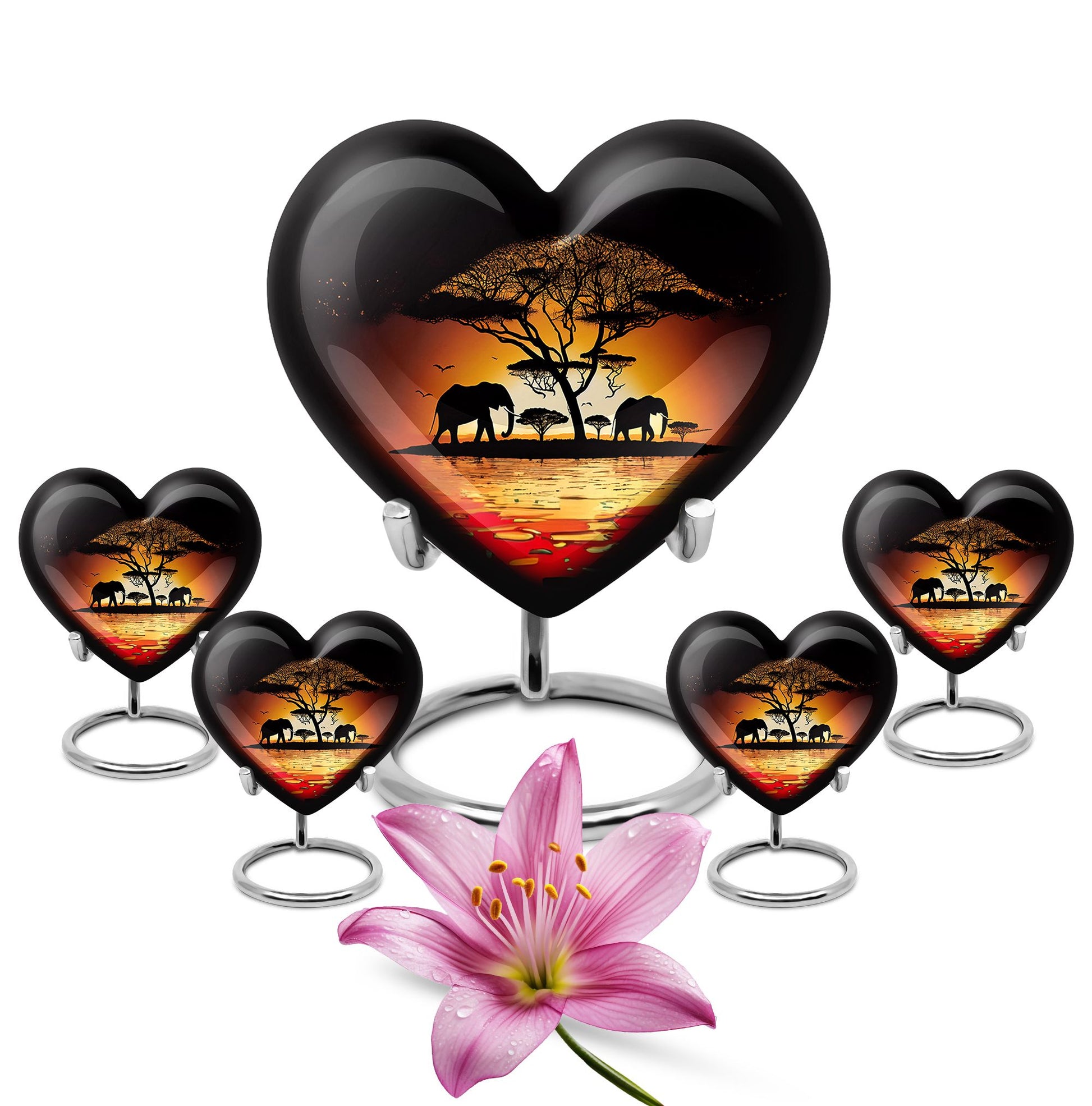 Heart Shape Elephant Urn Large Urn With 4 Keepsake Urn