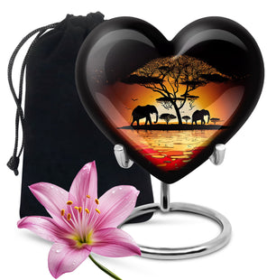 Heart Shape Elephant Urn Large 10 Inch