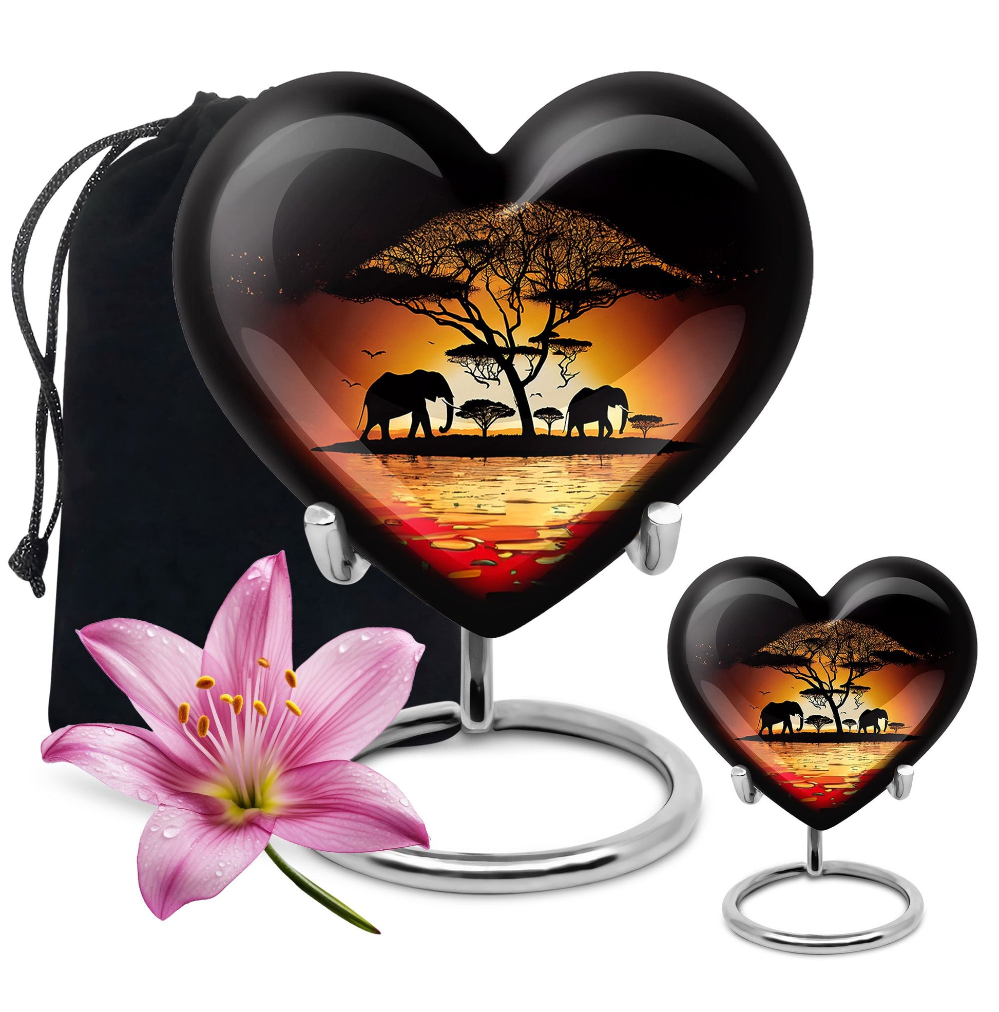 Heart Shape Elephant Urn Large Urn With 1 Keepsake Urn