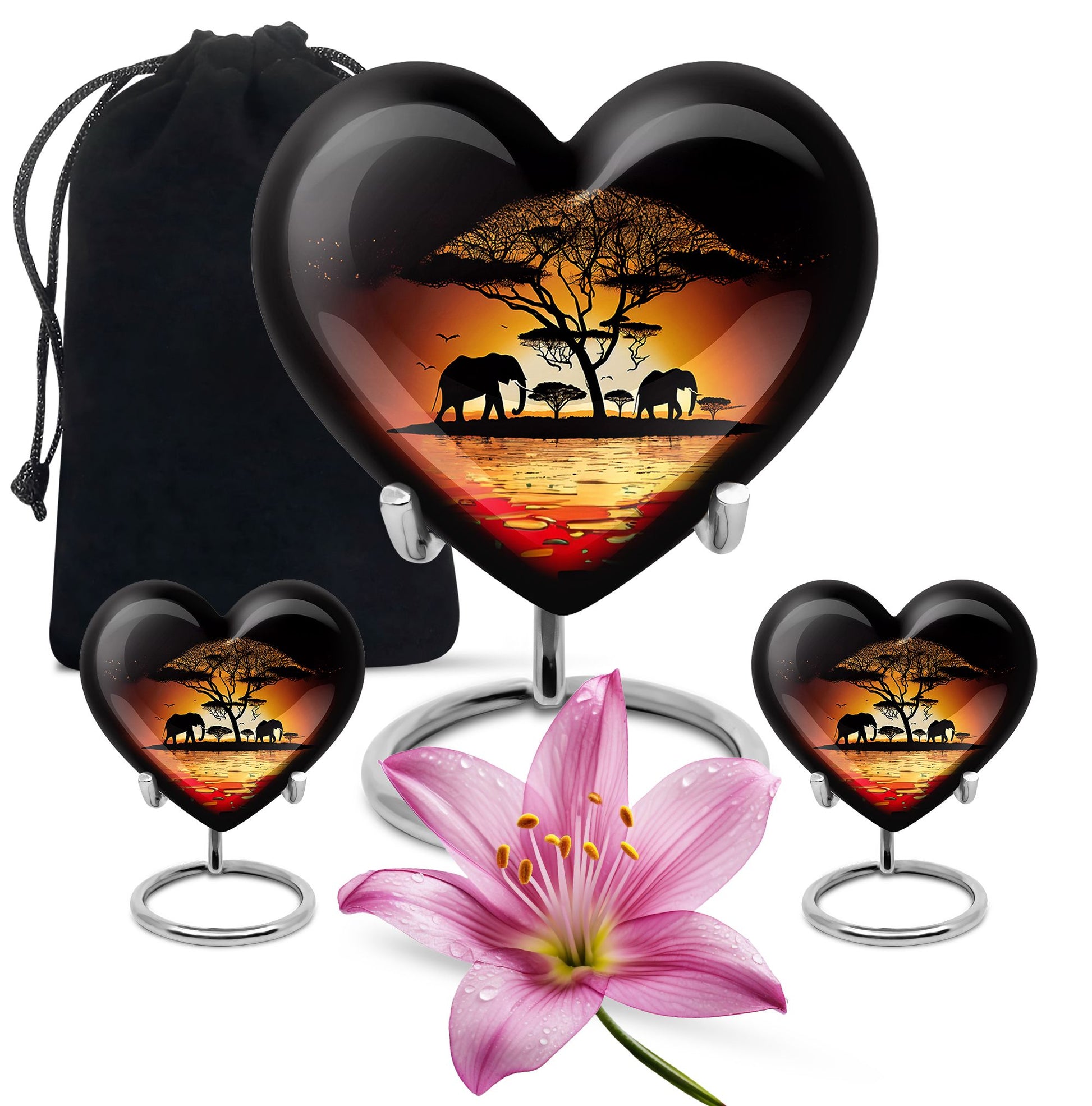 Heart Shape Elephant Urn Large Urn With 2 Keepsake Urn