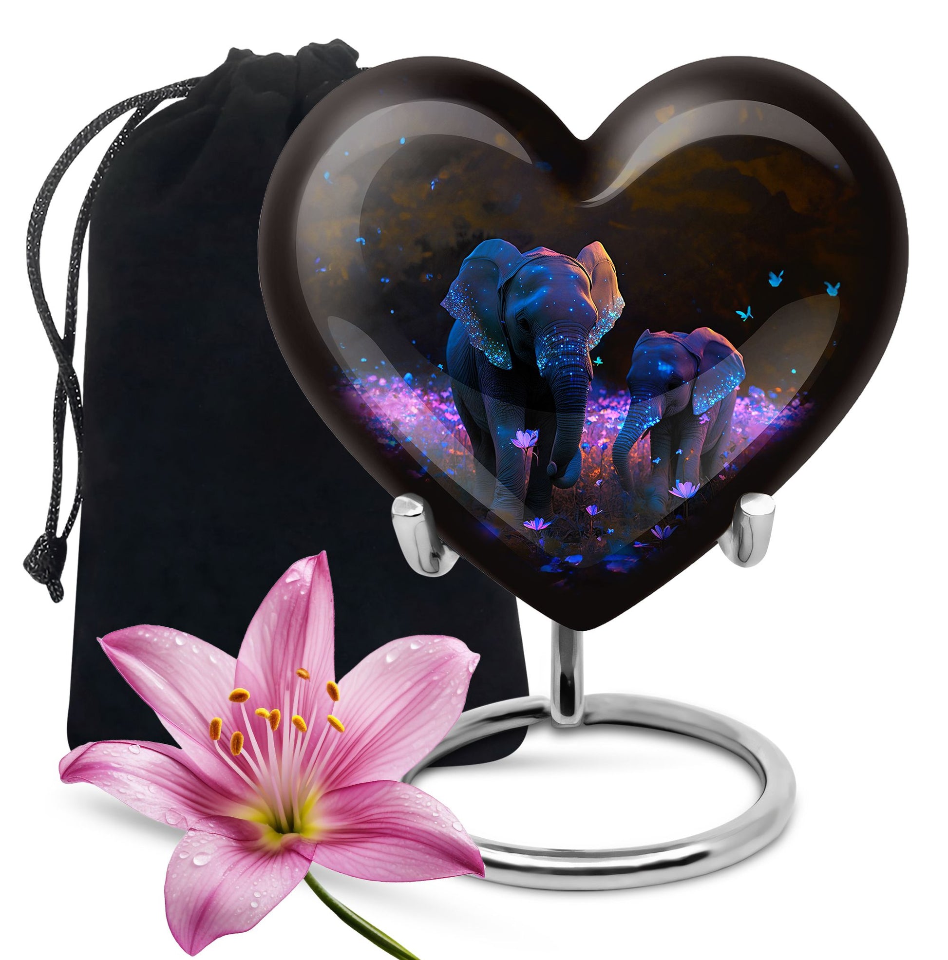 Heart Shape Elephant Urn Large 10 Inch