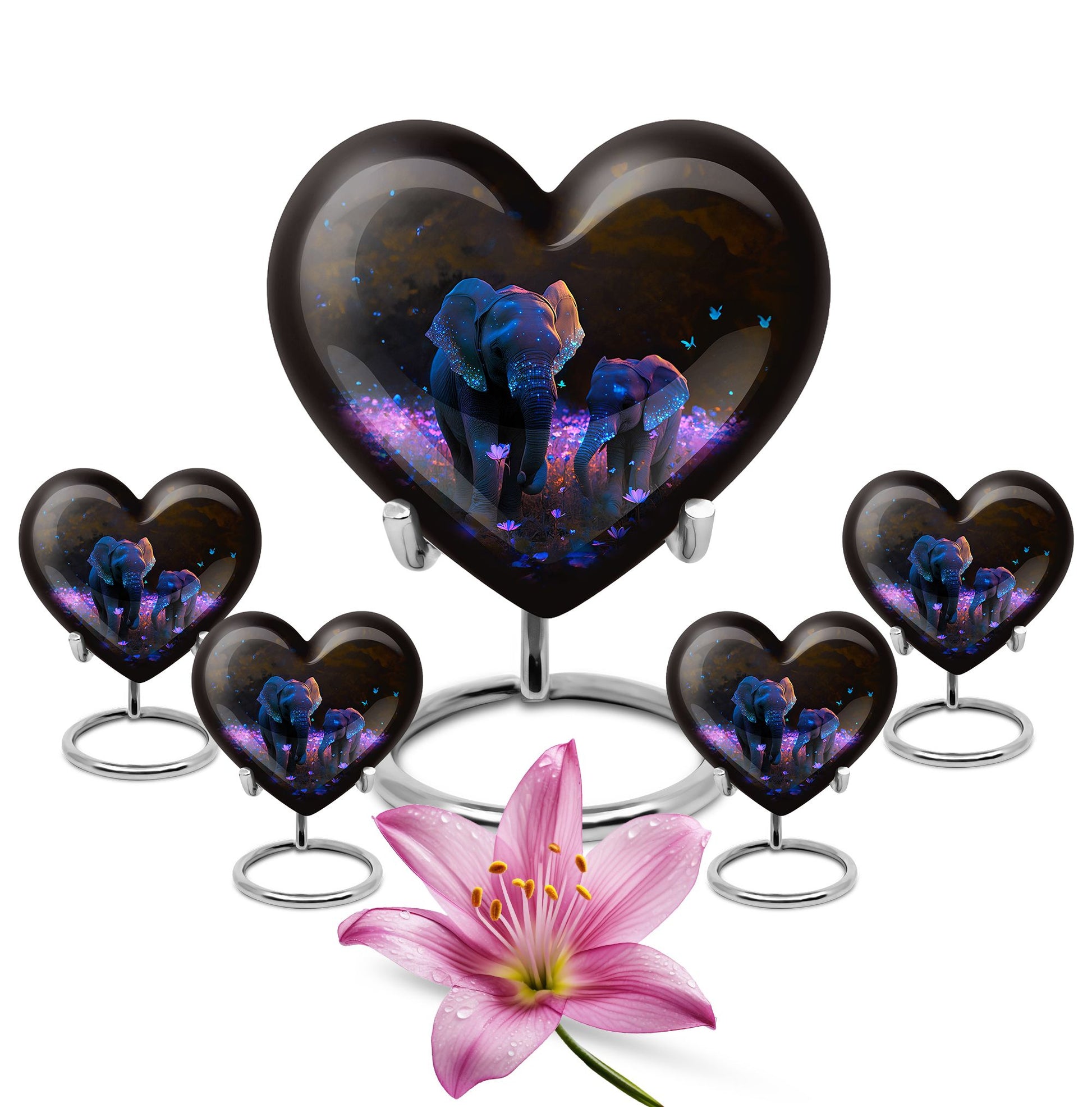 Heart Shape Elephant Urn Large Urn With 4 Keepsake Urn