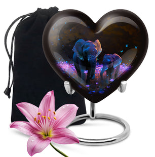 Heart Shape Elephant Urn Large 10 Inch