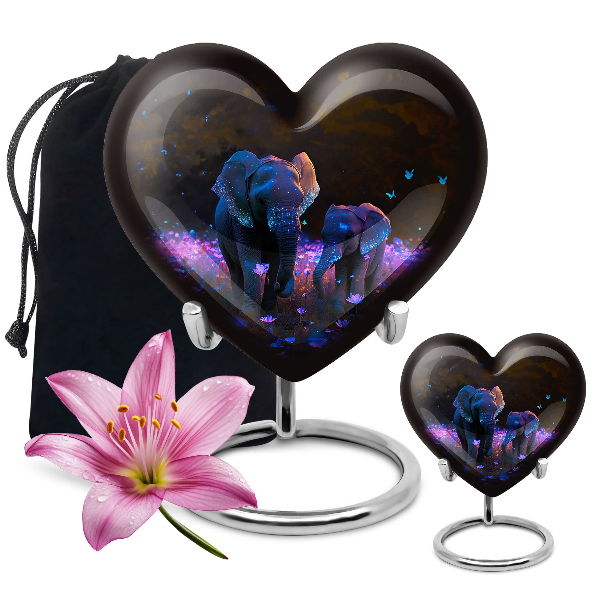 Heart Shape Elephant Urn Large Urn With 1 Keepsake Urn