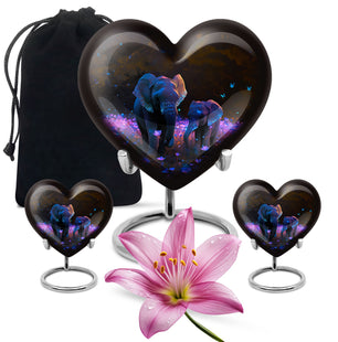 Heart Shape Elephant Urn Large Urn With 2 Keepsake Urn