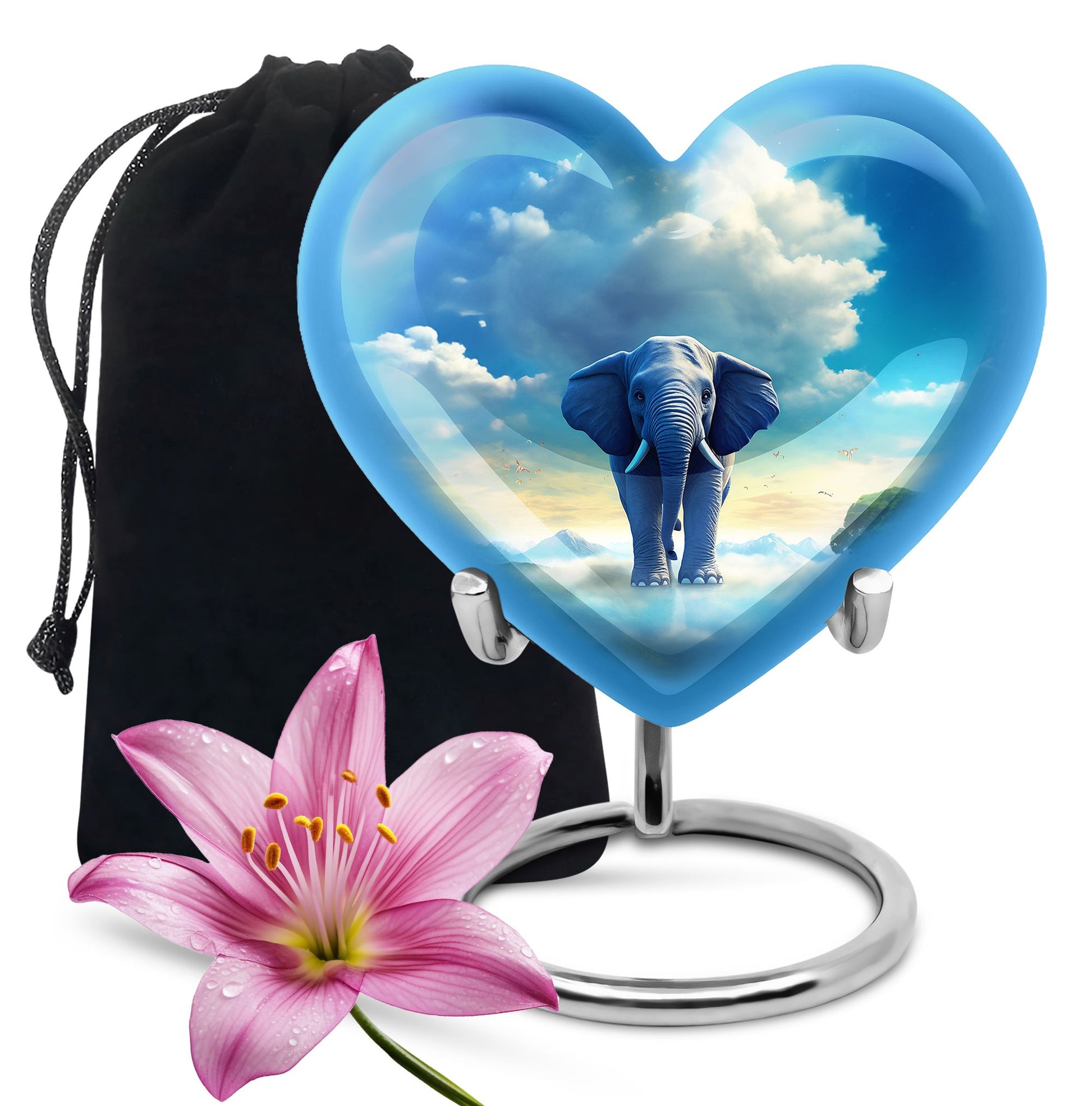 Heart Shape Elephant Urn Large 10 Inch