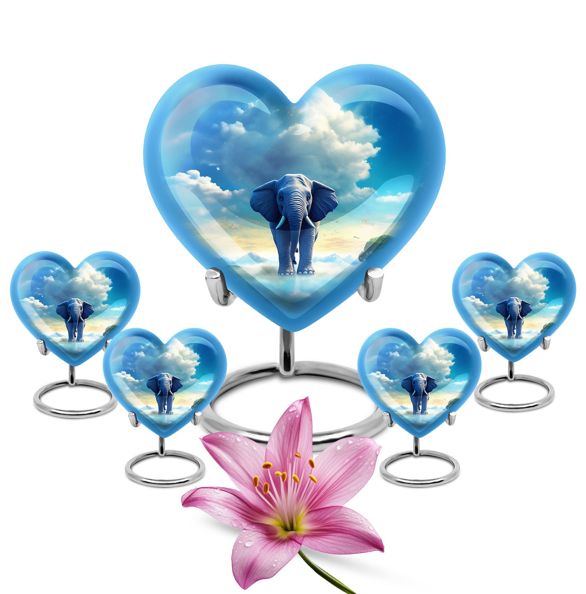 Heart Shape Elephant Urn Large Urn With 4 Keepsake Urn