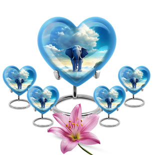 Heart Shape Elephant Urn Large Urn With 4 Keepsake Urn