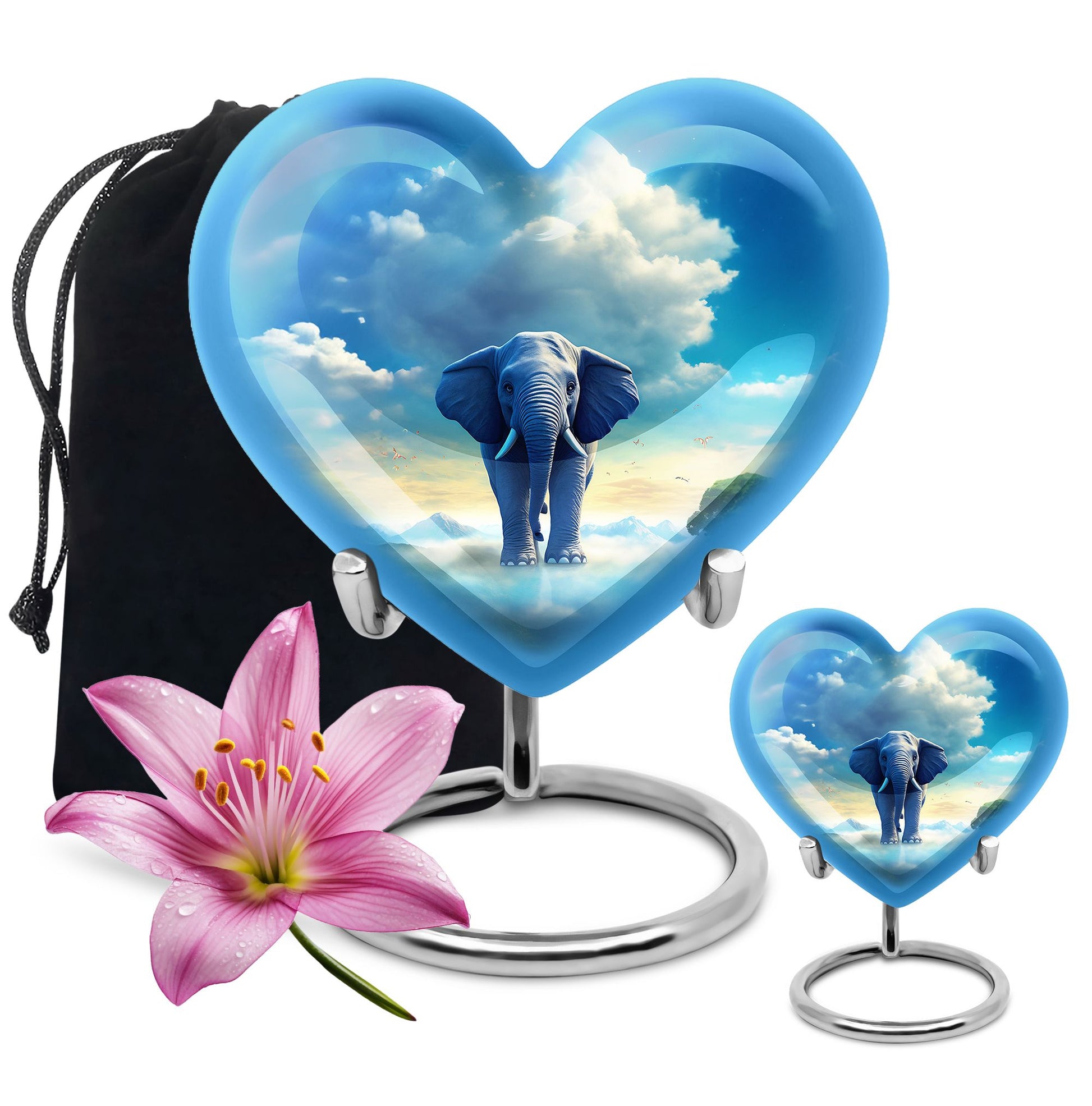 Heart Shape Elephant Urn Large Urn With 1 Keepsake Urn