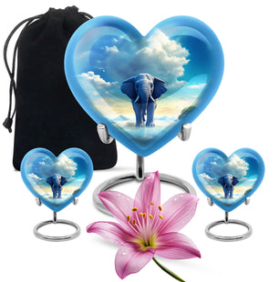 Heart Shape Elephant Urn Large Urn With 2 Keepsake Urn