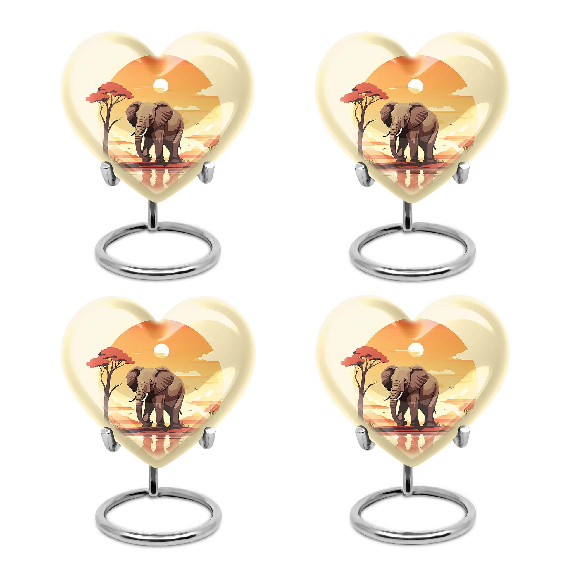 Heart Shape Elephant Urn Keepsake Urn Pack of 4