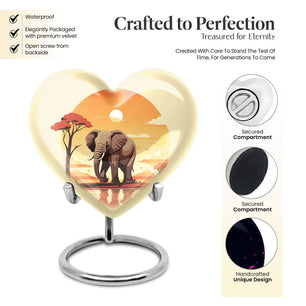 Heart Shape Elephant Urn Keepsake 3 Inch