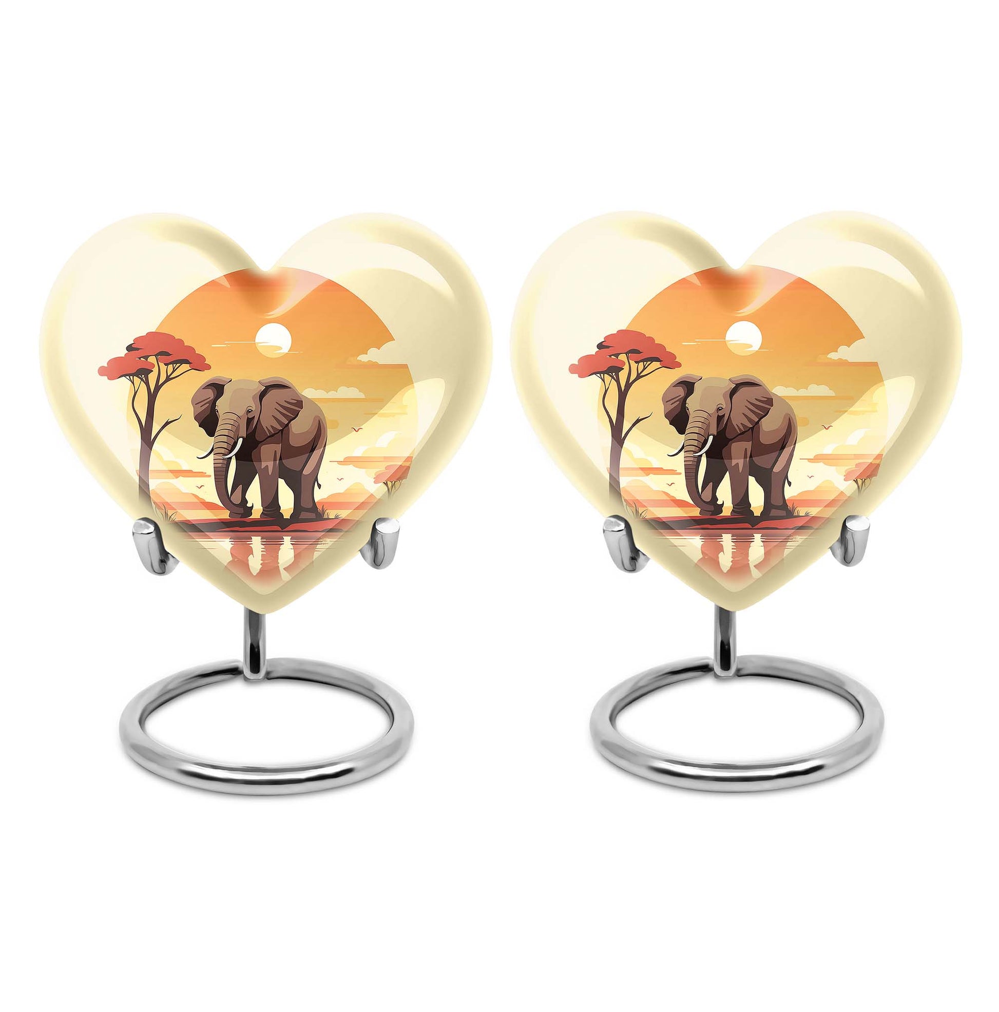 Heart Shape Elephant Urn Keepsake Urn Pack of 2