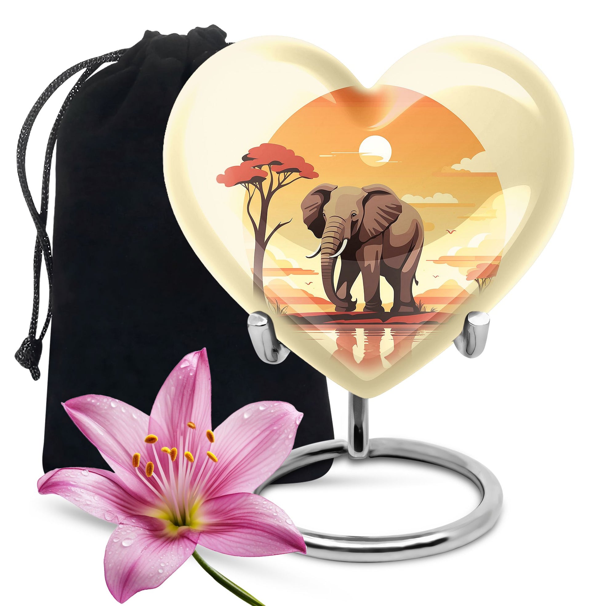 Heart Shape Elephant Urn Large 10 Inch