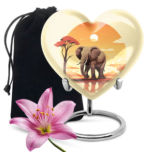 Heart Shape Elephant Urn Large 10 Inch