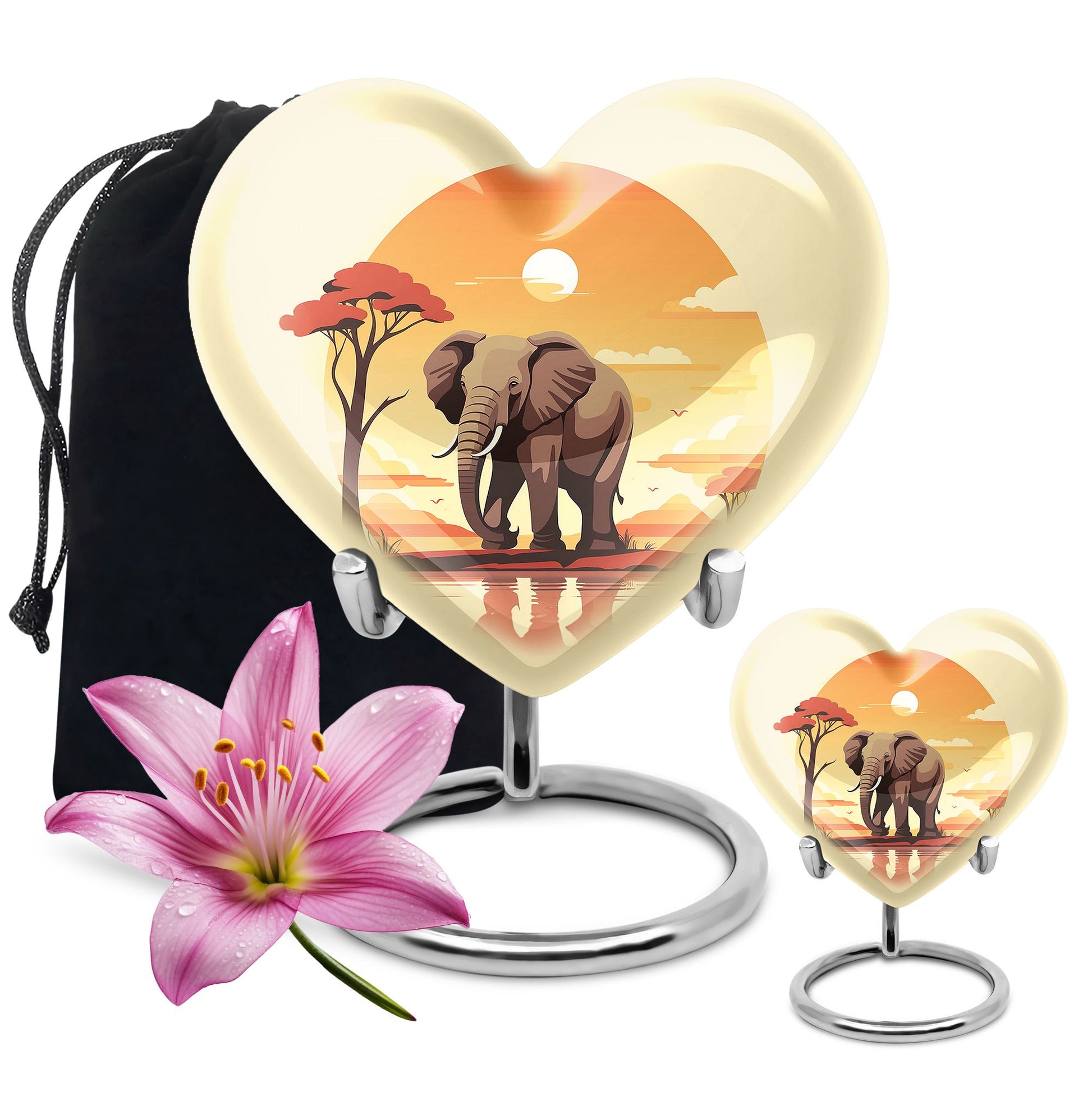 Heart Shape Elephant Urn Large Urn With 1 Keepsake Urn