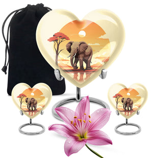 Heart Shape Elephant Urn Large Urn With 2 Keepsake Urn