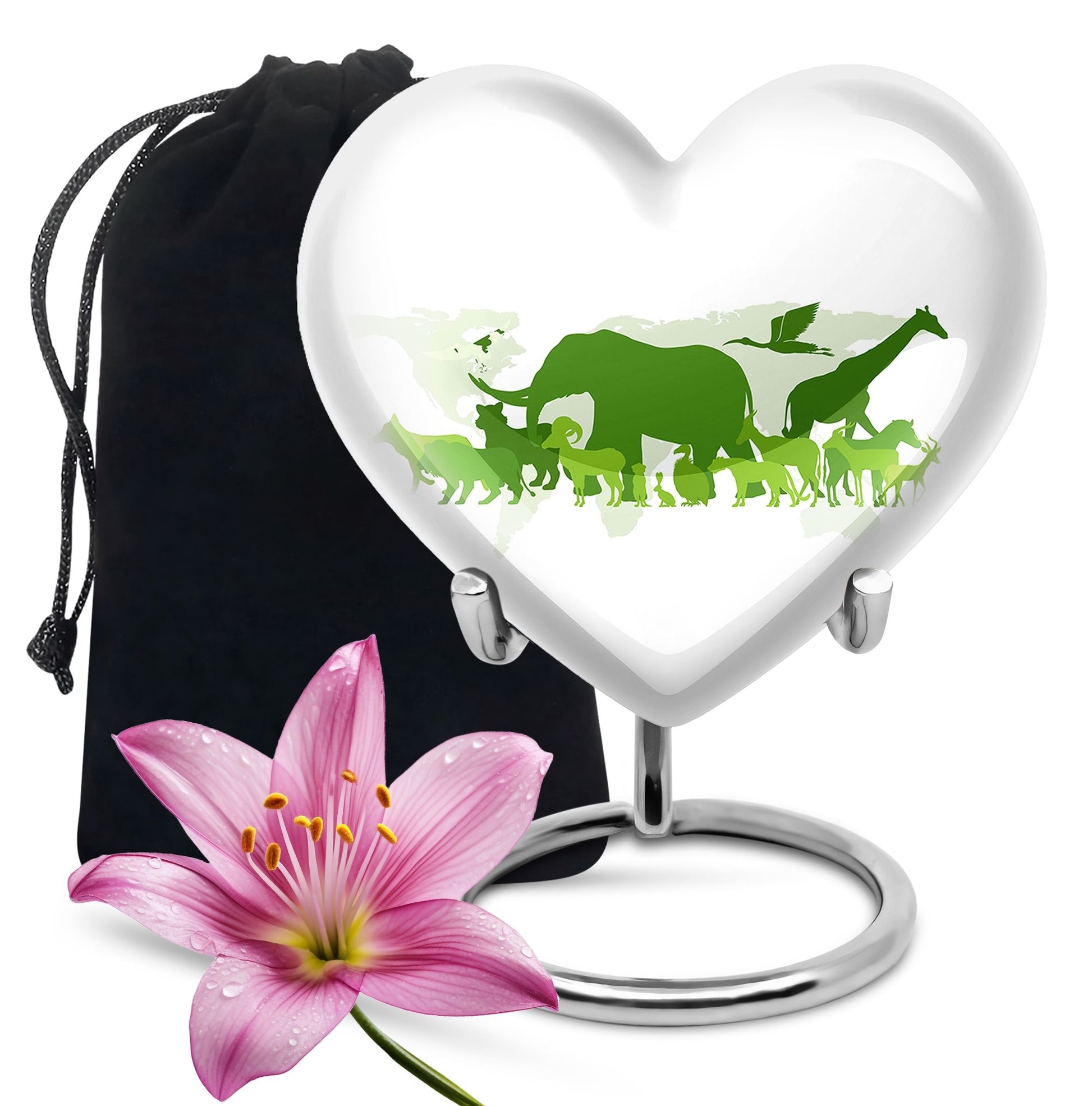 Heart Shape Elephant Urn Large 10 Inch