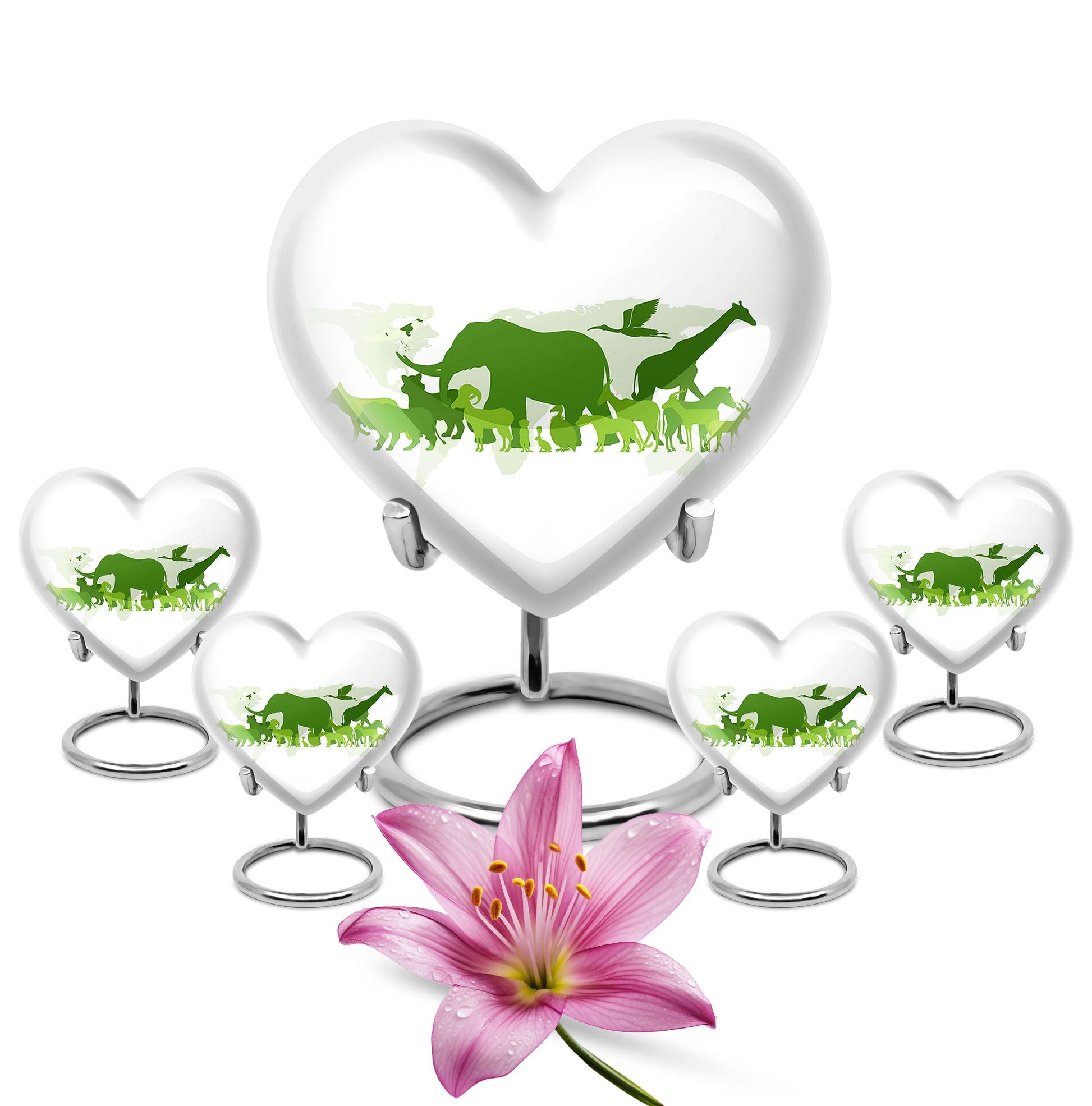Heart Shape Elephant Urn Large Urn With 4 Keepsake Urn