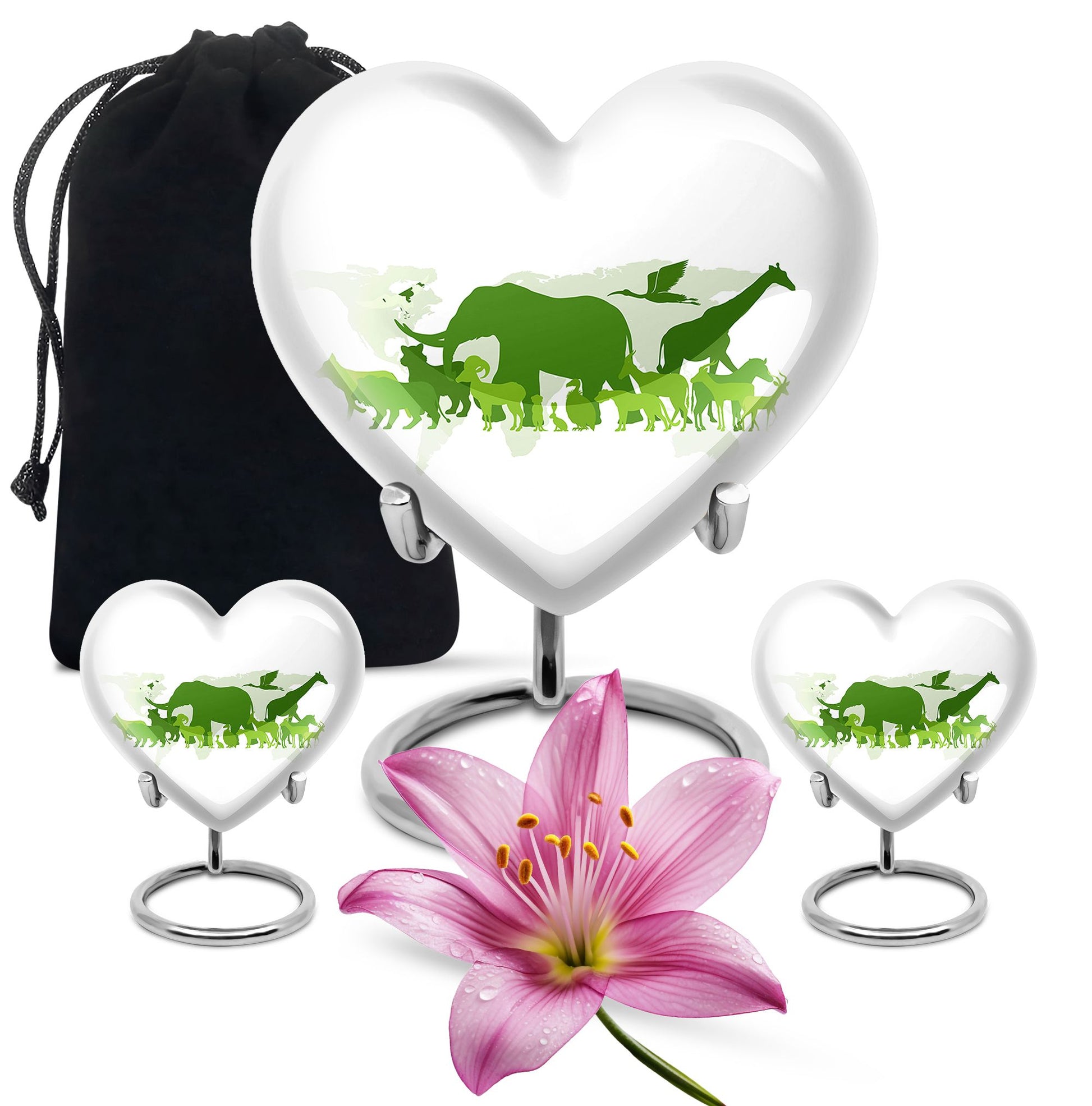 Heart Shape Elephant Urn Large Urn With 2 Keepsake Urn